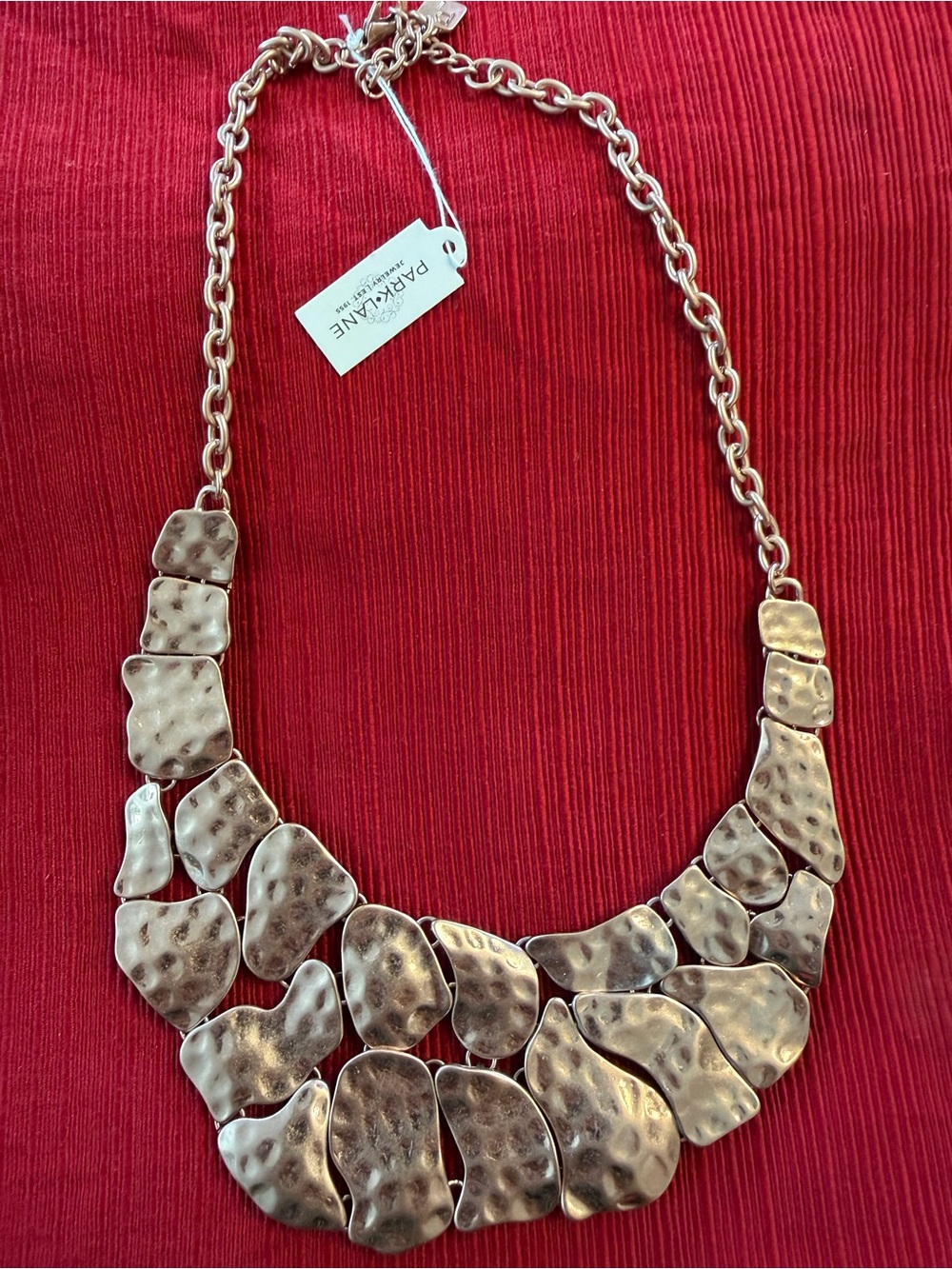 Park Lane NWT Hammered Rose Gold Statement Necklace